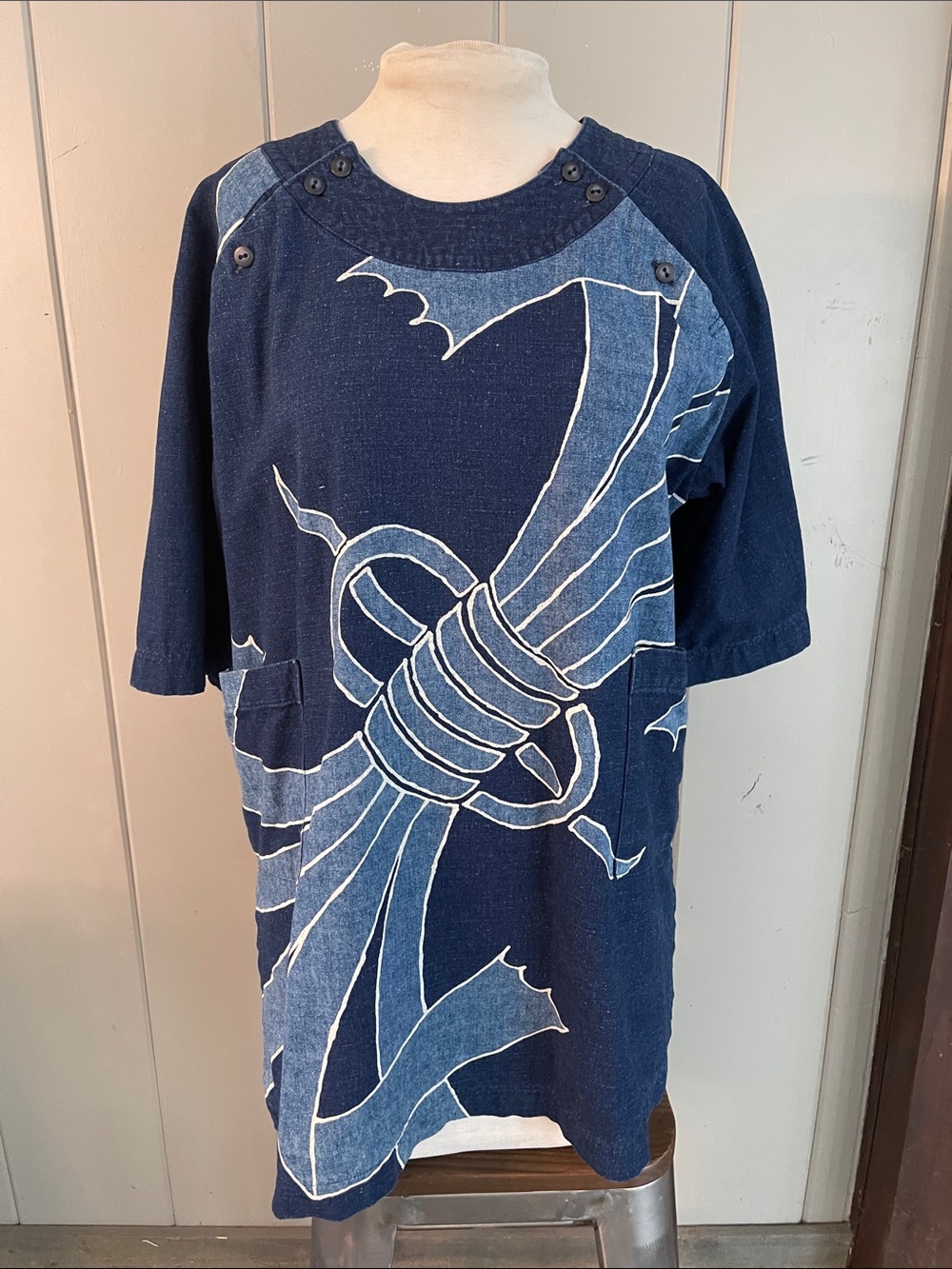 Sasakura Gensho Shirt Tunic Top Blue Indigo Japanese Streetwear Vintage Artsian